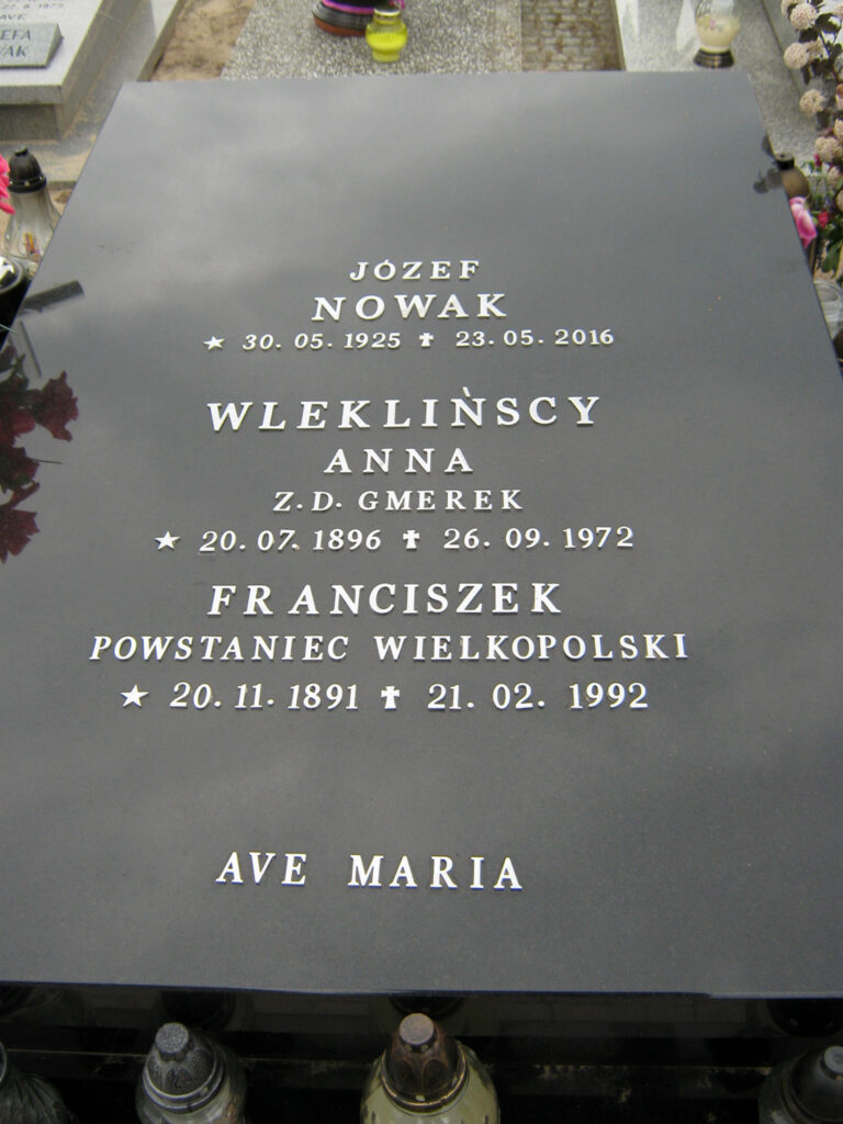 Franciszek Wlekliński - cmentarz w Orzechowie