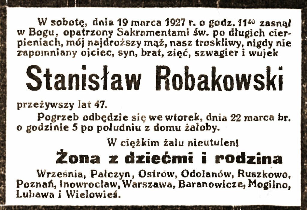Stanisław Robakowski - nekrolog