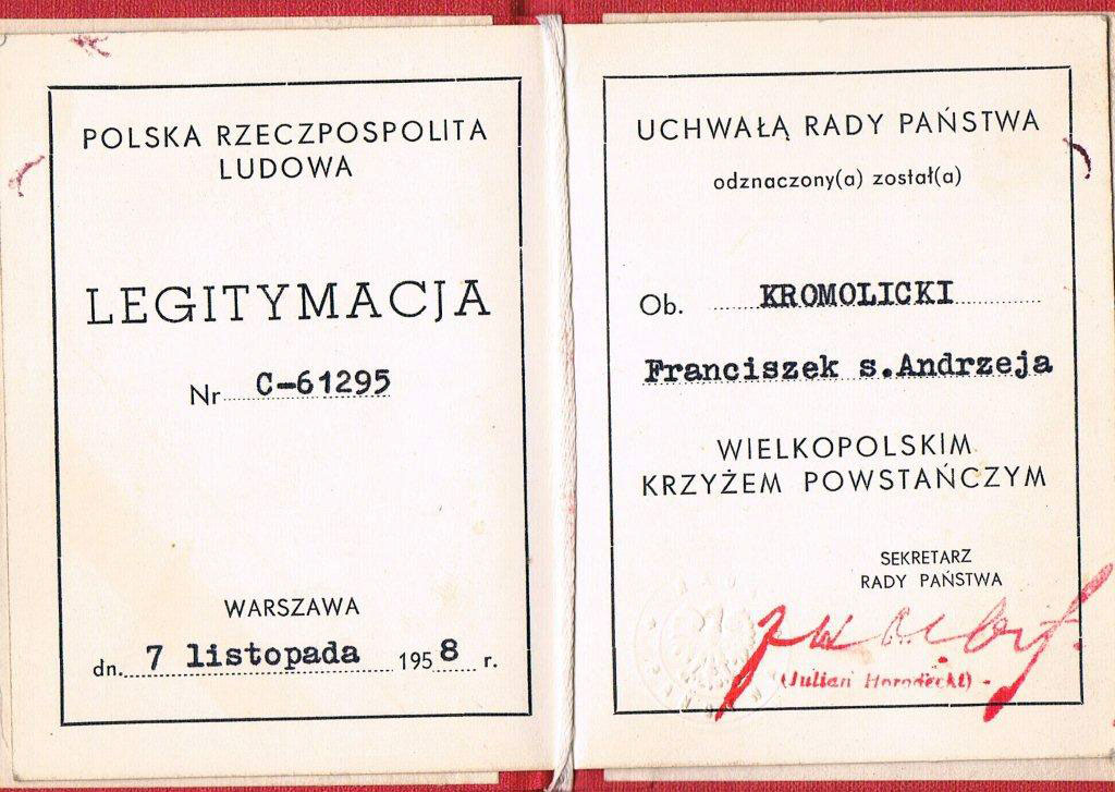 Franciszek Kromolicki
(dokument udostępnił Remigiusz Maćkowiak)