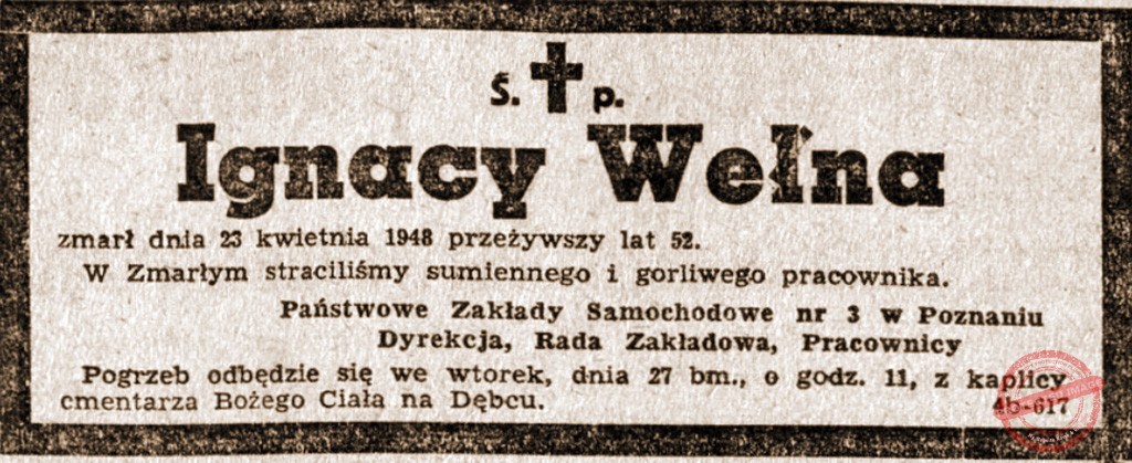 Ignacy Wełna - Głos Wielkopolski nr 115 z 28.04.1948 r.