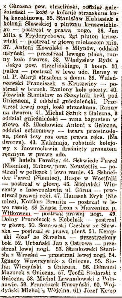 Leon Kapsa - Dziennik Kujawski nr 7 z 11.01.1919 r.