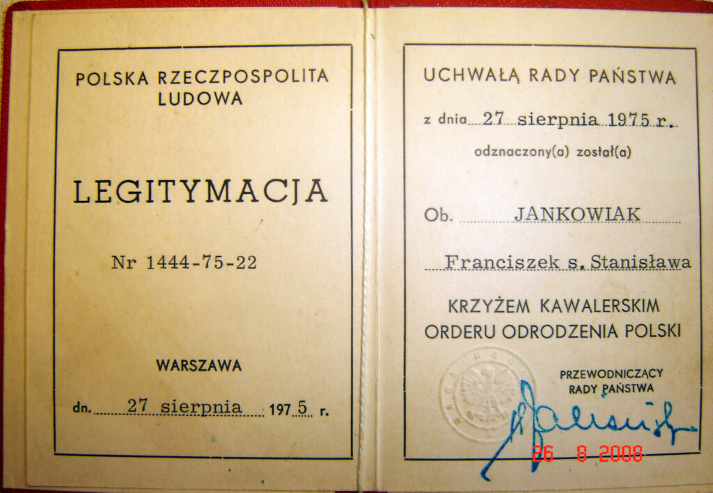 Franciszek Jankowiak
(dokument udostępnił Remigiusz Maćkowiak)