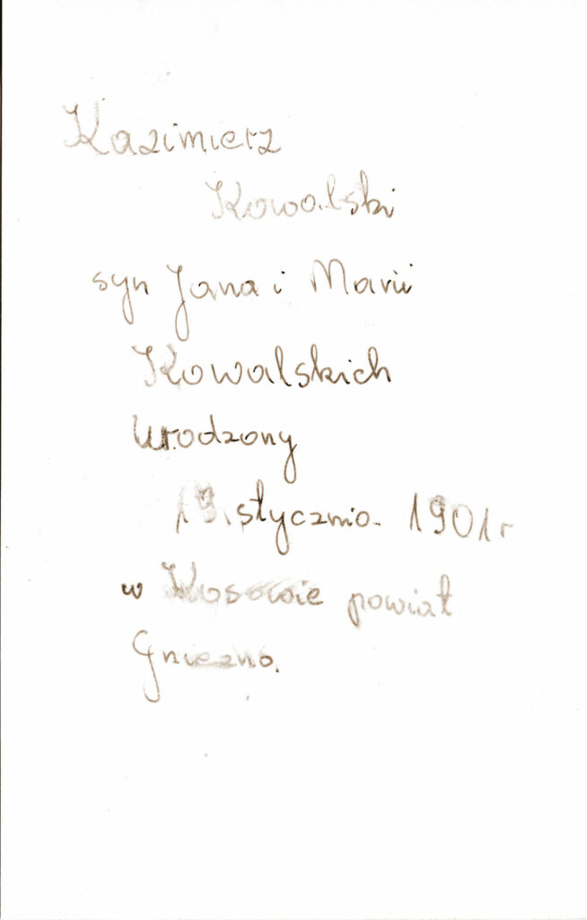 Kazimierz Kowalski
(dokument udostępnił Remigiusz Maćkowiak)