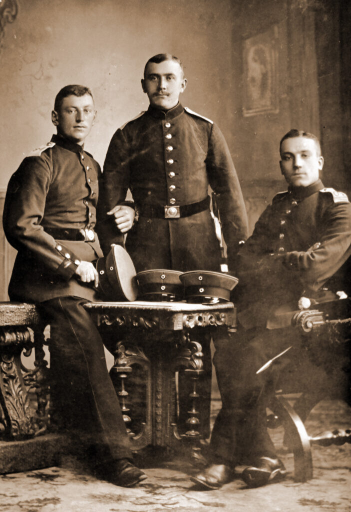 Franz Friedmann, Franz Wojtaś, Franciszek Kęsy, Schleswig, rok 1913 (zdjęcie udostępnił Krzysztof Nowak)