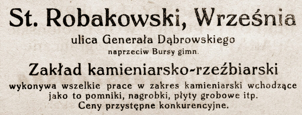 Stanisław Robakowski - ogłoszenie pochodzi z Katalogu Biblioteki Towarzystwa Czytelni Ludowych 