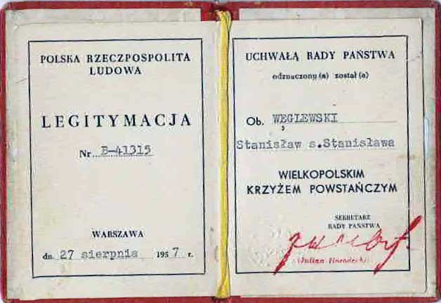 Stanisław Węglewski
(dokument udostępniony przez Krzysztofa Gibowskiego)