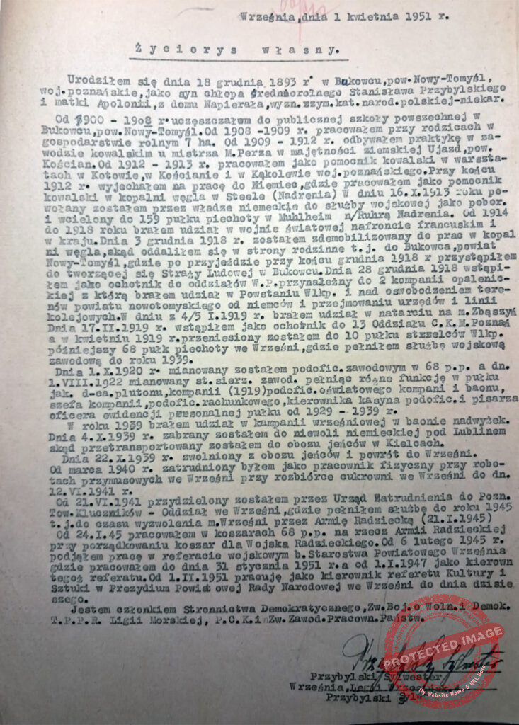 Sylwester Przybylski (dokument udostępnił  Adam Banaszak