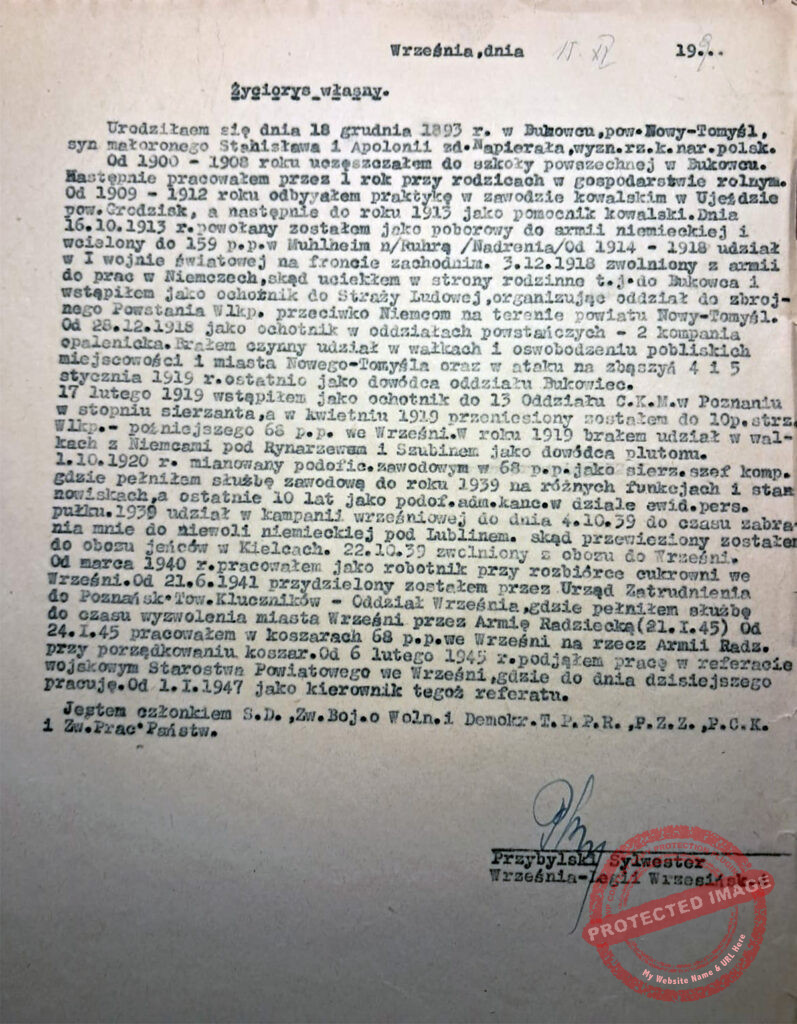 Sylwester Przybylski (dokument udostępnił  Adam Banaszak