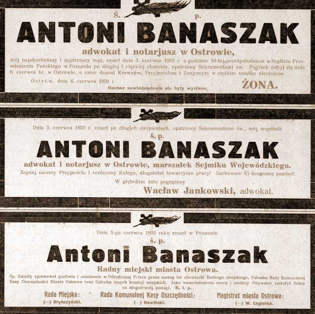 Antoni Banaszak - Orędownik Ostrowski z dnia 07.06.1932 r.
