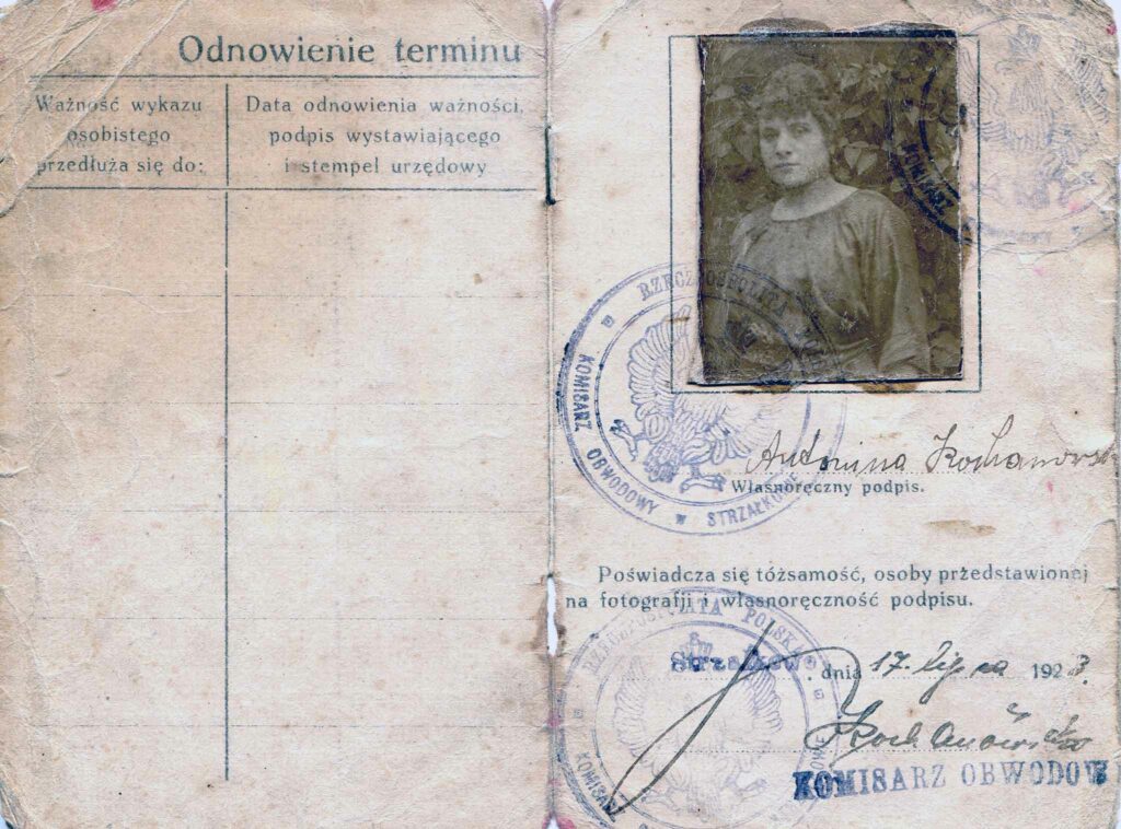 Antonina Kochanowska (dokument udostępnił Remigiusz Maćkowiak)