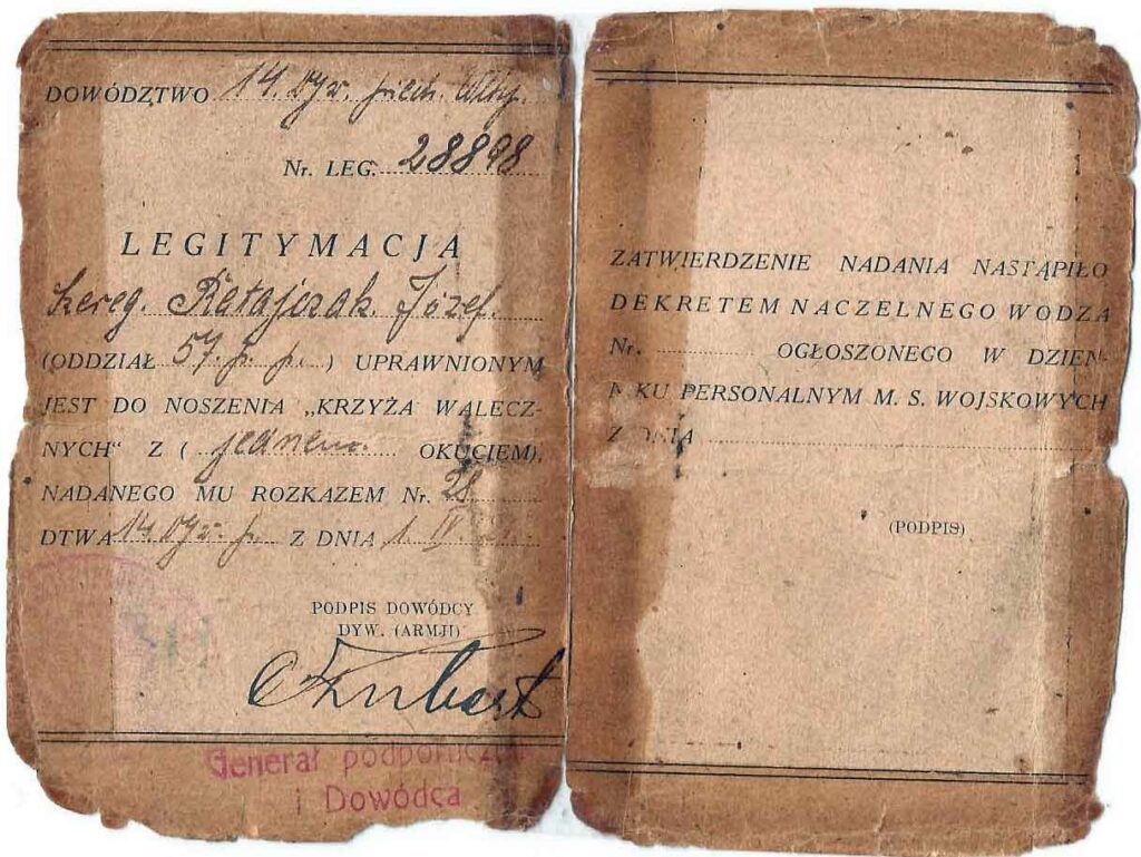 Józef Ratajczak - dokument udostępniła Ewa Przybylska