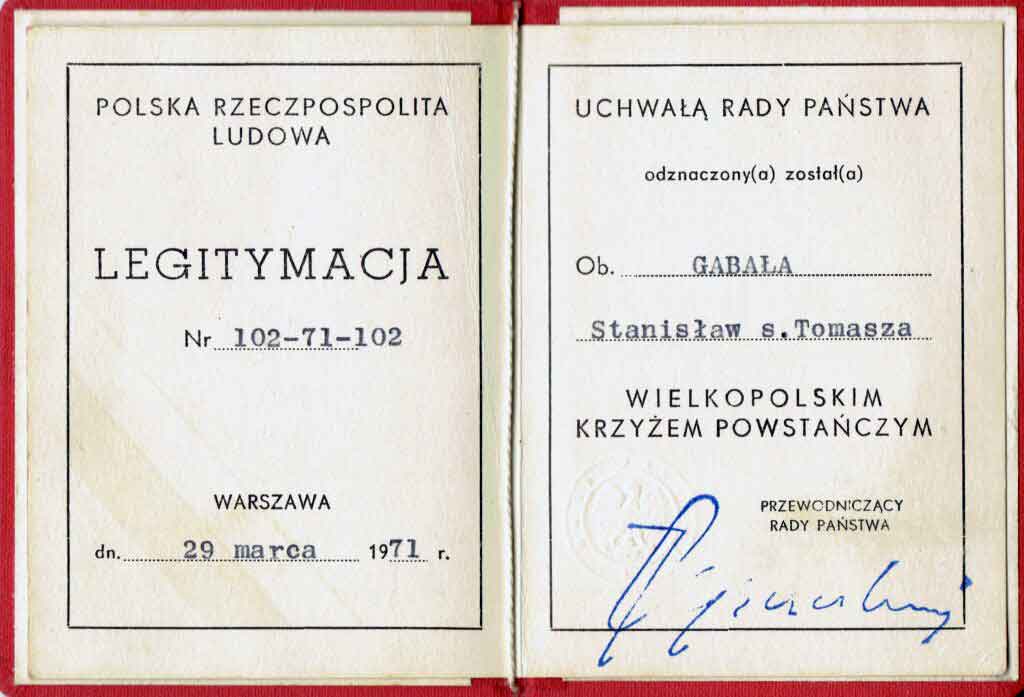 Stanisław Gabała (dokument pochodzi ze strony http://historia.orzechowo.org/index.php/historia/powstanie-wielkopolskie/powstancy-wielkopolscy-z-orzechowa/)