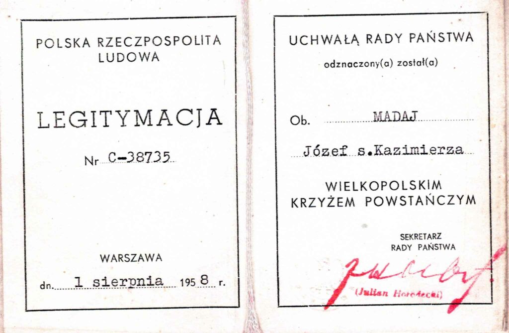 Józef Madaj (dokument udostępnił Remigiusz Maćkowiak