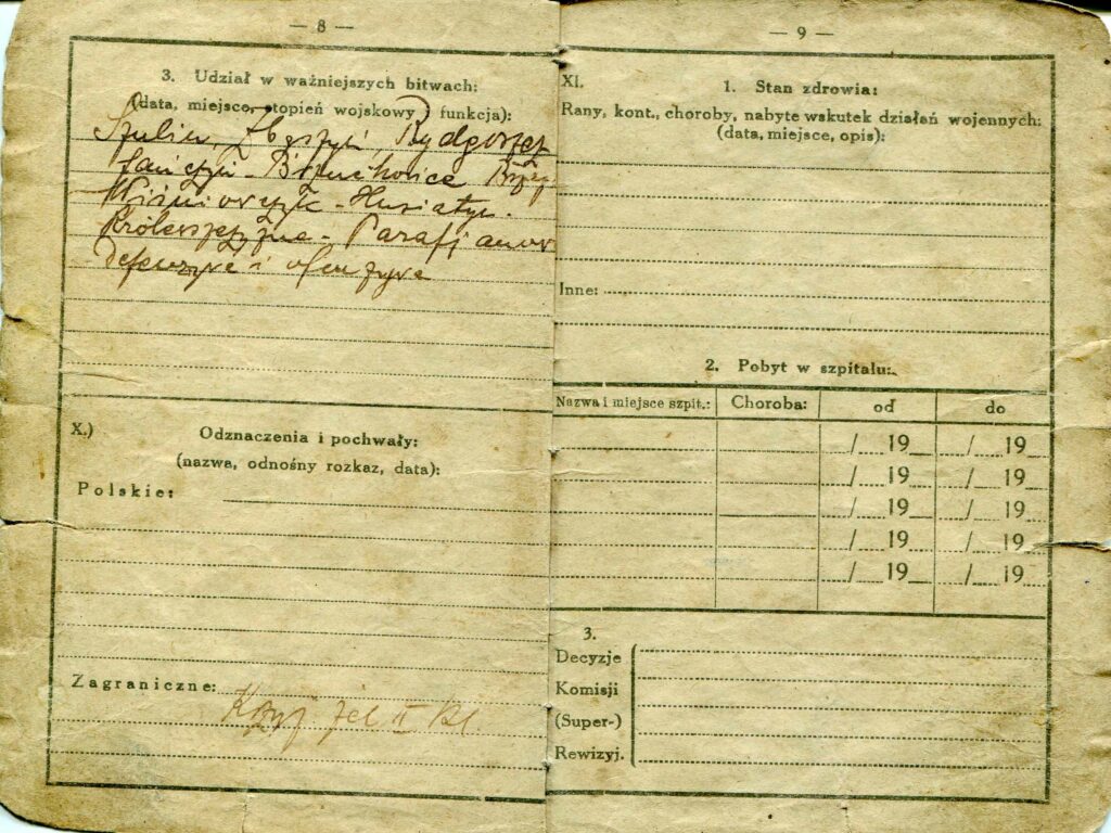Józef Nowicki - książeczka wojskowa (dokument udostępnił Remigiusz Maćkowiak)