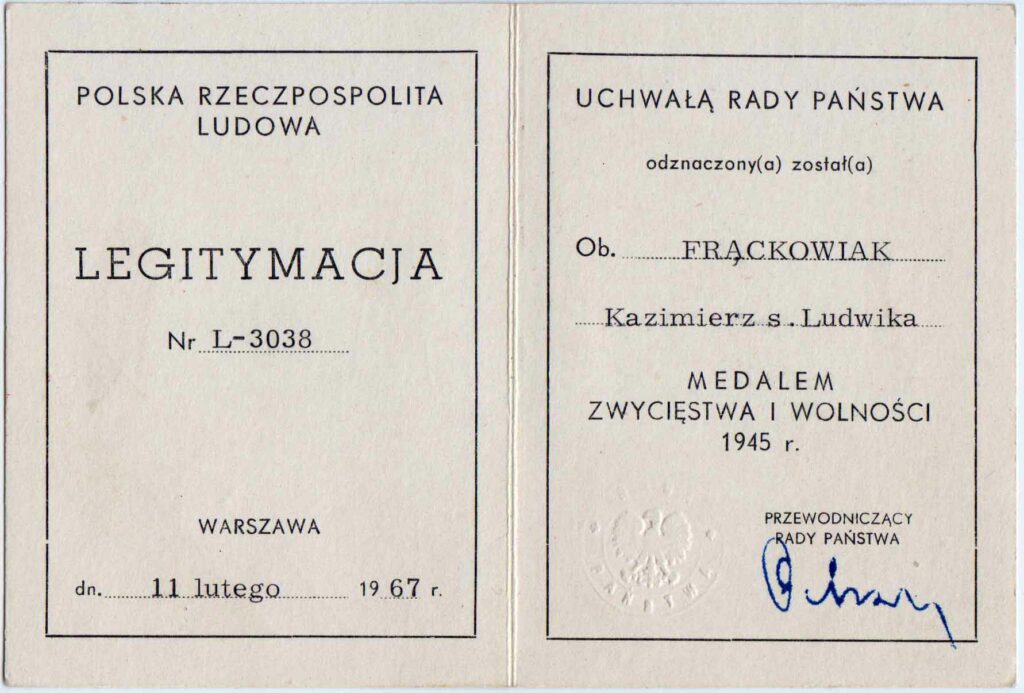 Kazimierz Frąckowiak  (dokument udostępnił Bogdan Jarosz)