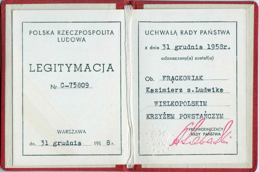 Kazimierz Frąckowiak  (dokument udostępnił Bogdan Jarosz)