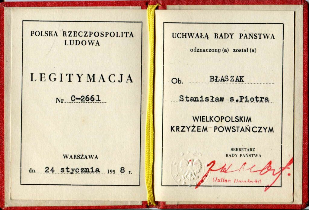 Stanisław Błaszak (dokument udostępnił Remigiusz Maćkowiak)