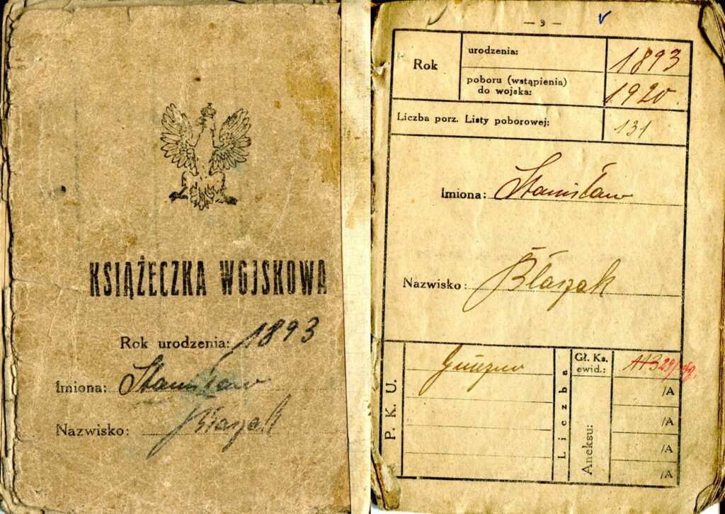 Stanisław Błaszak - książeczka wojskowa (dokument udostępnił Remigiusz Maćkowiak)