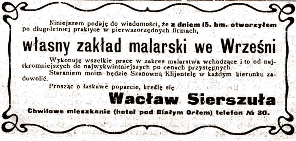 Wacław Sierszuła - Orędownik Wrzesiński nr 94 z18.08.1927 r.