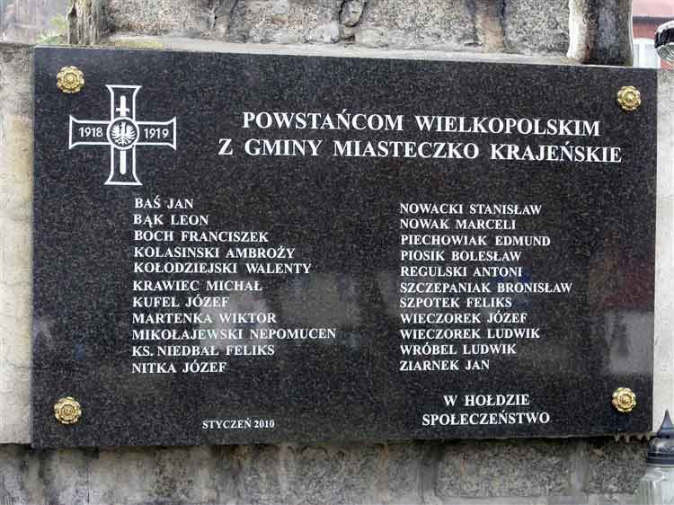 Walenty Kołodziejski - tablica pamiątkowa poświęcona powstańcom wielkopolskim w Miasteczku Krajeńskim