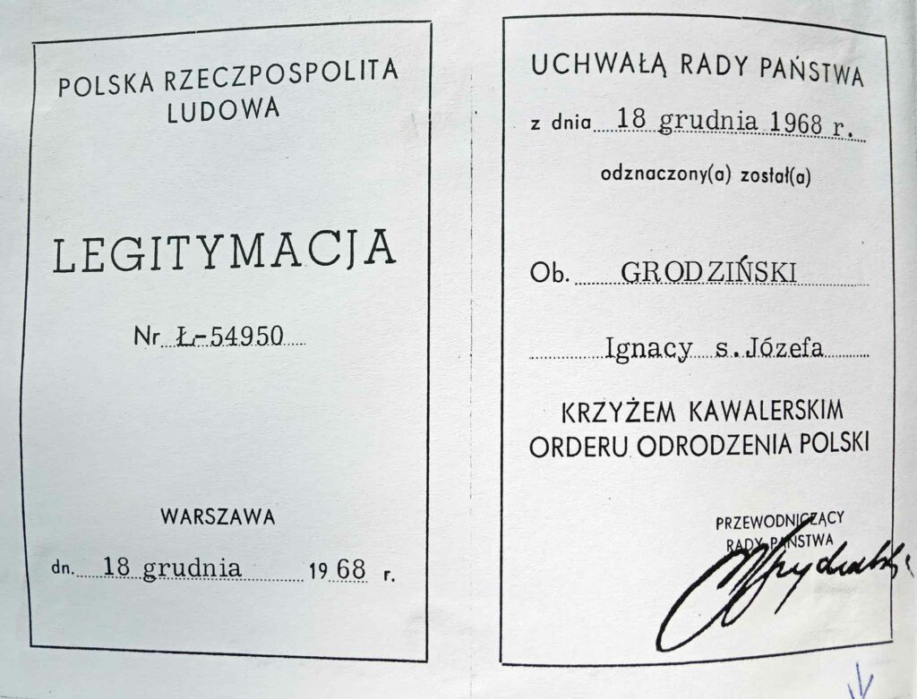 Ignacy Grodziński (dokument udostępnił Remigiusz Maćkowiak)