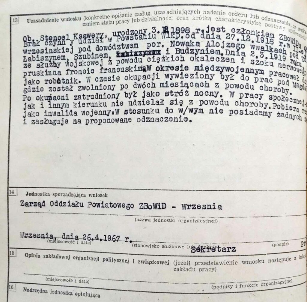 Ksawery Stencel (dokument udostępnił Remigiusz Maćkowiak)