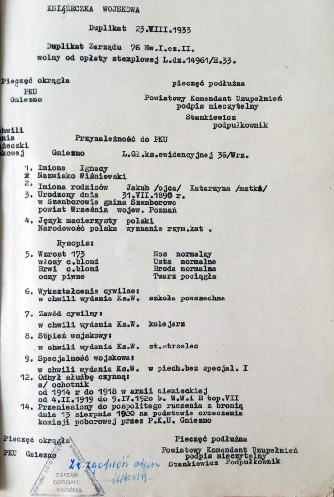 Ignacy Wiśniewski (dokument udostępnił Remigiusz Maćkowiak)