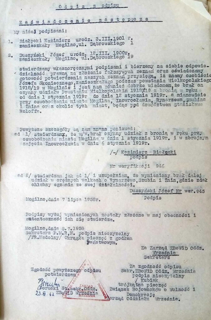 Józef Skonieczny (dokument udostępnił Remigiusz Maćkowiak)
