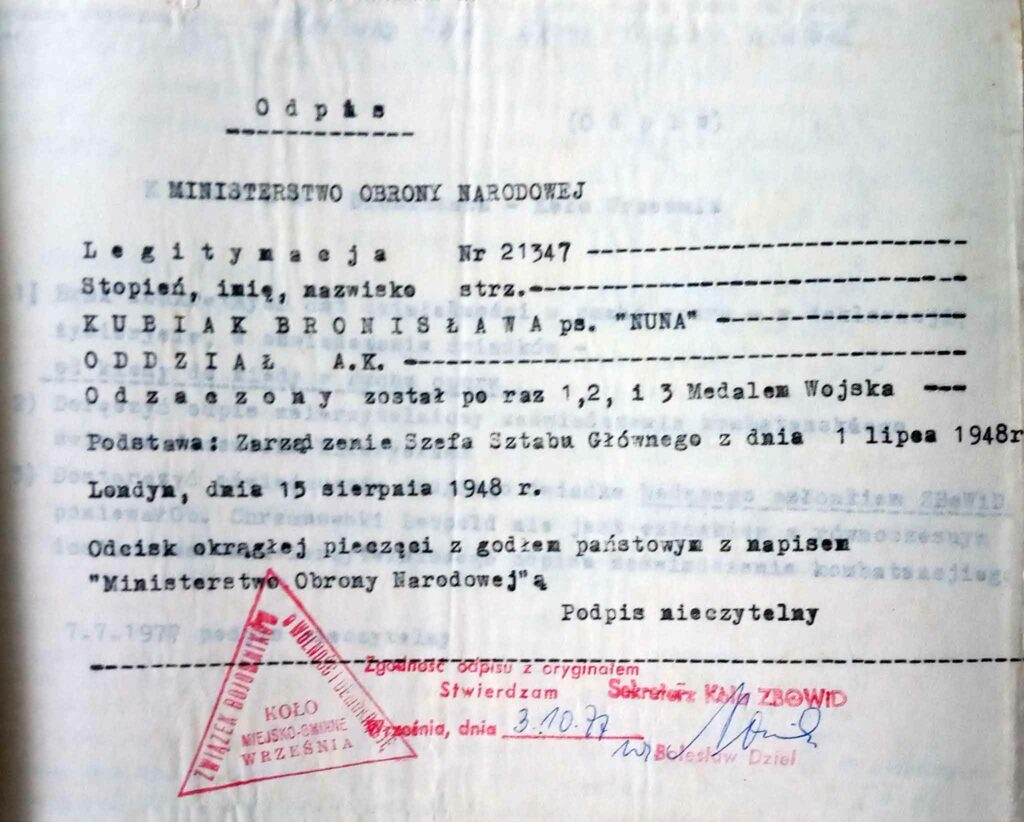 Władysław Kubiak (dokument udostępnił Remigiusz Maćkowiak)