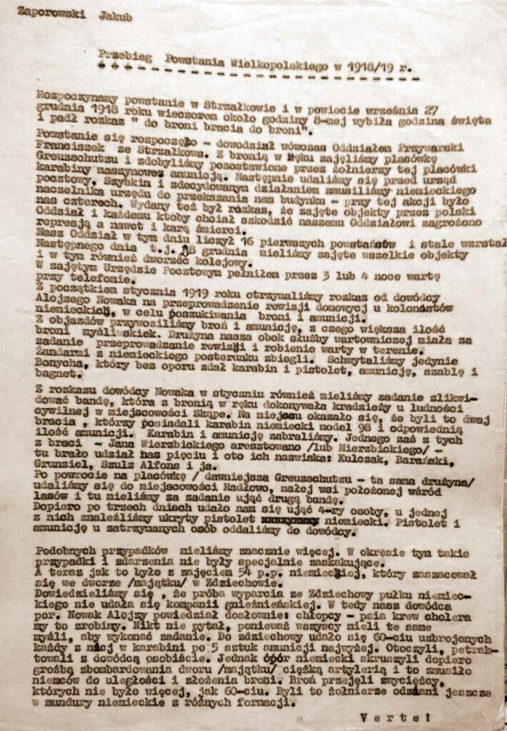 Jakub Zaporowski - wspomnienia spisane w 1968 roku  (dokument udostępnił Dariusz Zaporowski)