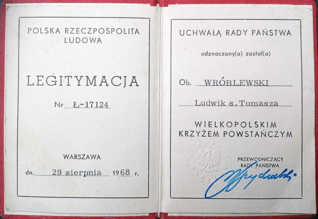 Ludwik Wróblewski (dokument udostępnił Remigiusz Maćkowiak)