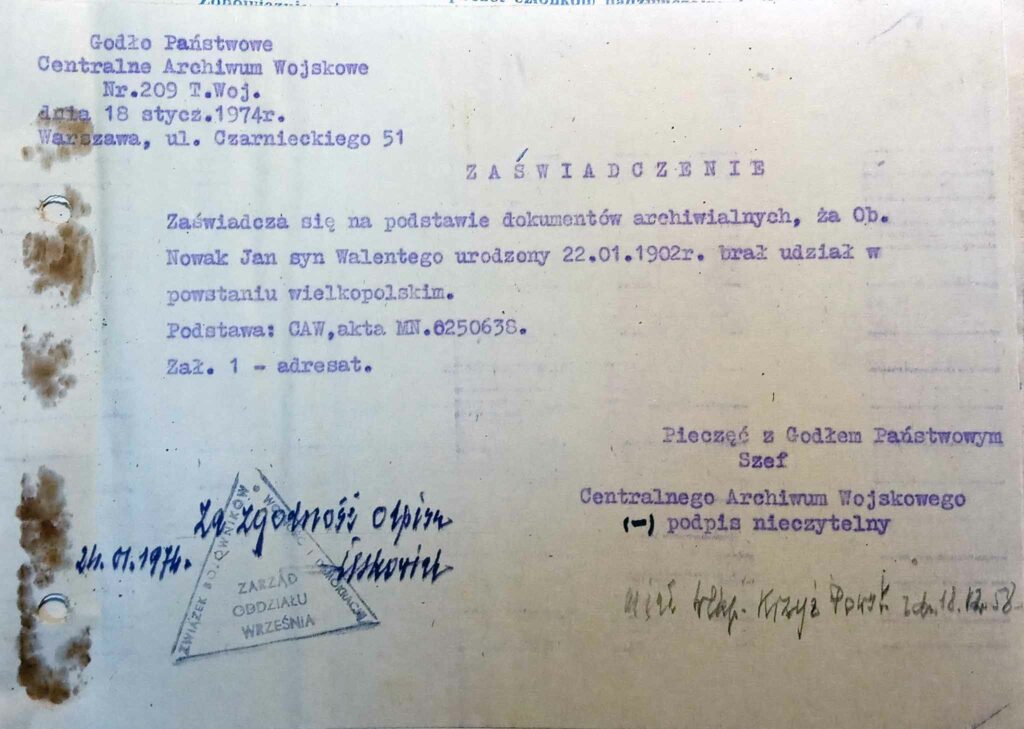 Jan Nowak (dokument udostępnił Remigiusz Maćkowiak)