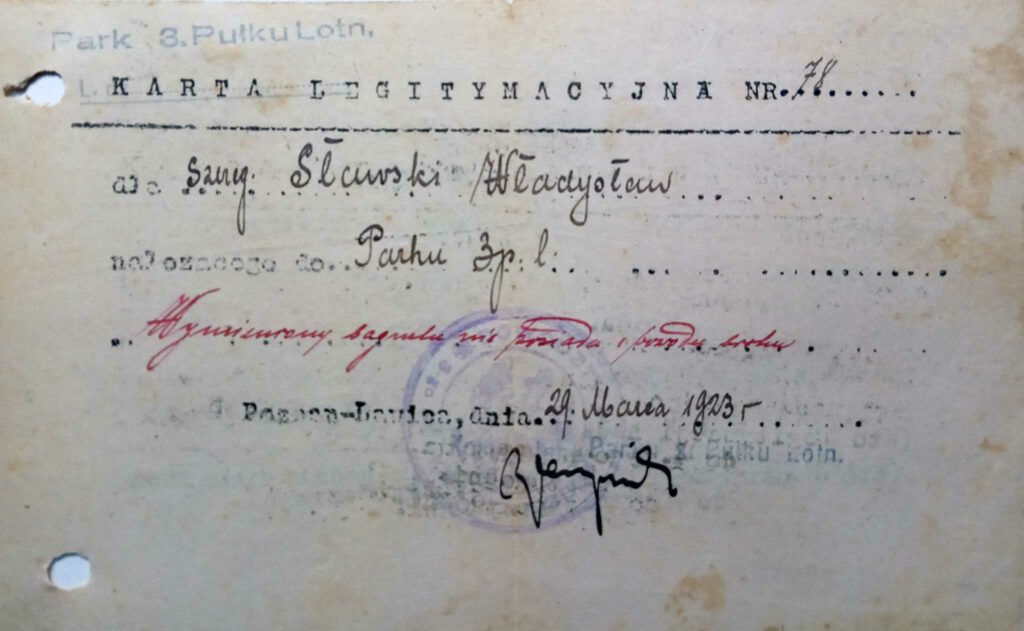 Władysław Sławski (dokument udostępnił Remigiusz Maćkowiak)