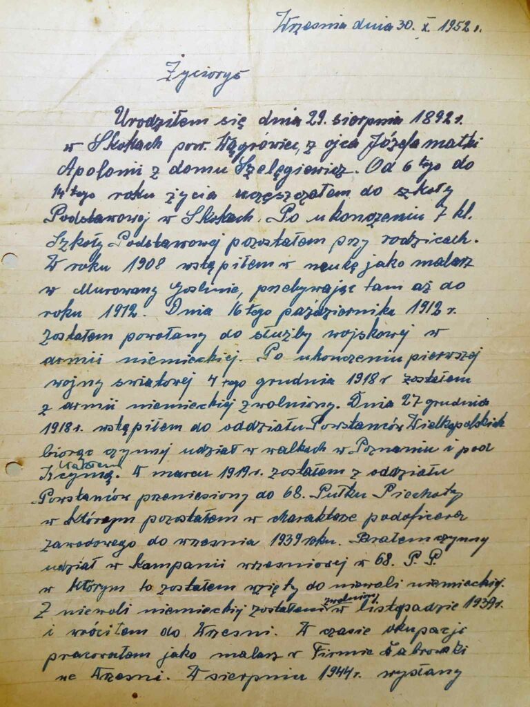 Franciszek Woźniak (dokument udostępnił Remigiusz Maćkowiak)