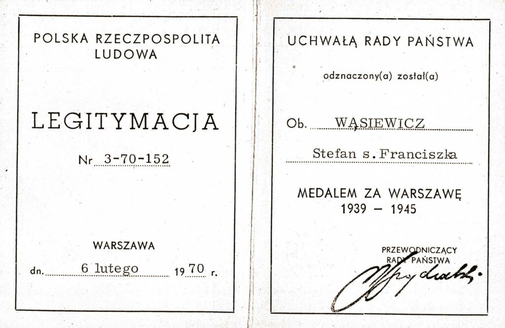 Stefan Wąsiewicz (dokument udostępniła Małgorzata Müller)