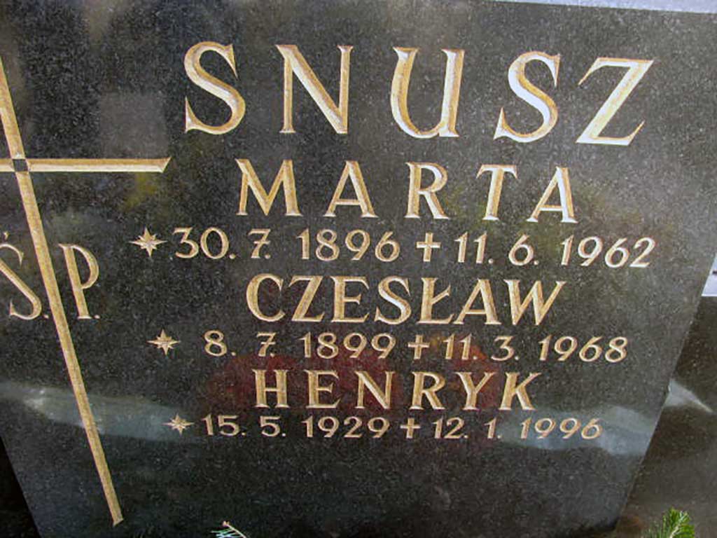 Czesław Snusz - cmentarz w Katowicach przy ul. Panewnickiej. 