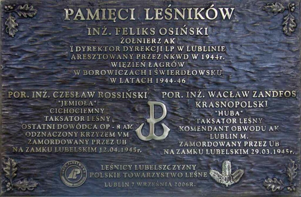 Feliks Osiński - tablica pamiątkowa w siedzibie Regionalnej Dyrekcji Lasów Państwowych w Lublinie