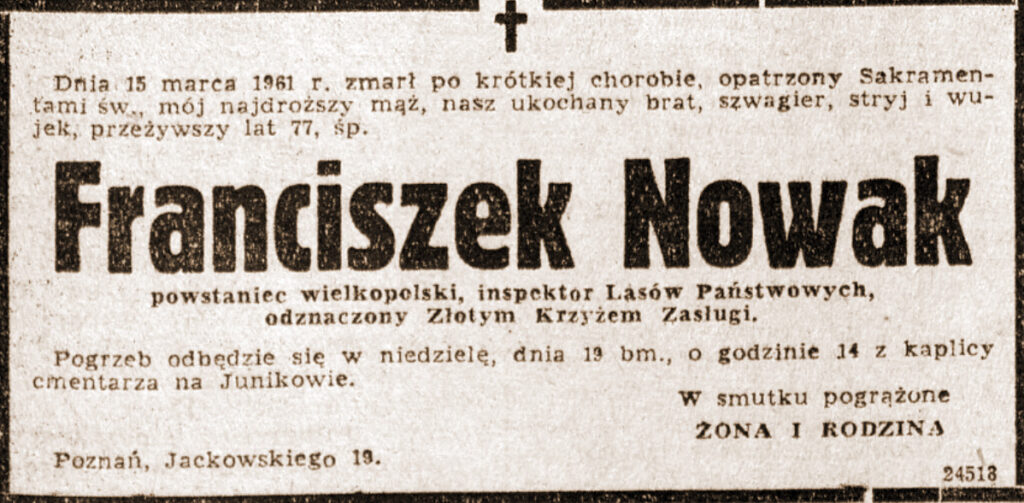 Franciszek Nowak - Głos Wielkopolski nr 66 z 18.03.1961 r.