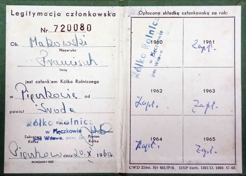 Franciszek Makowski (dokument udostępnił  Andrzej Antowski)