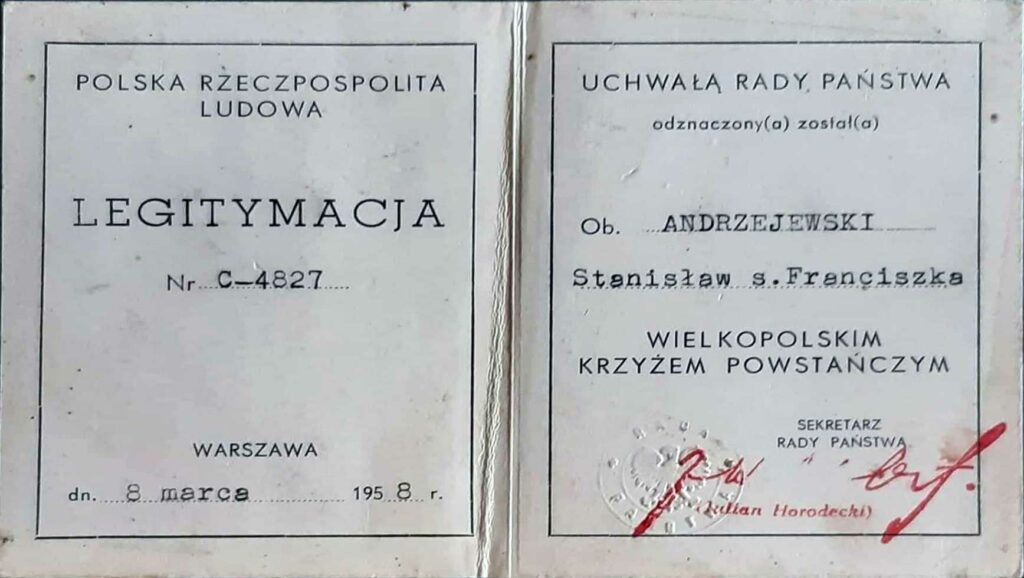 Stanisław Andrzejewski (dokument udostępniła Ela Betlej)