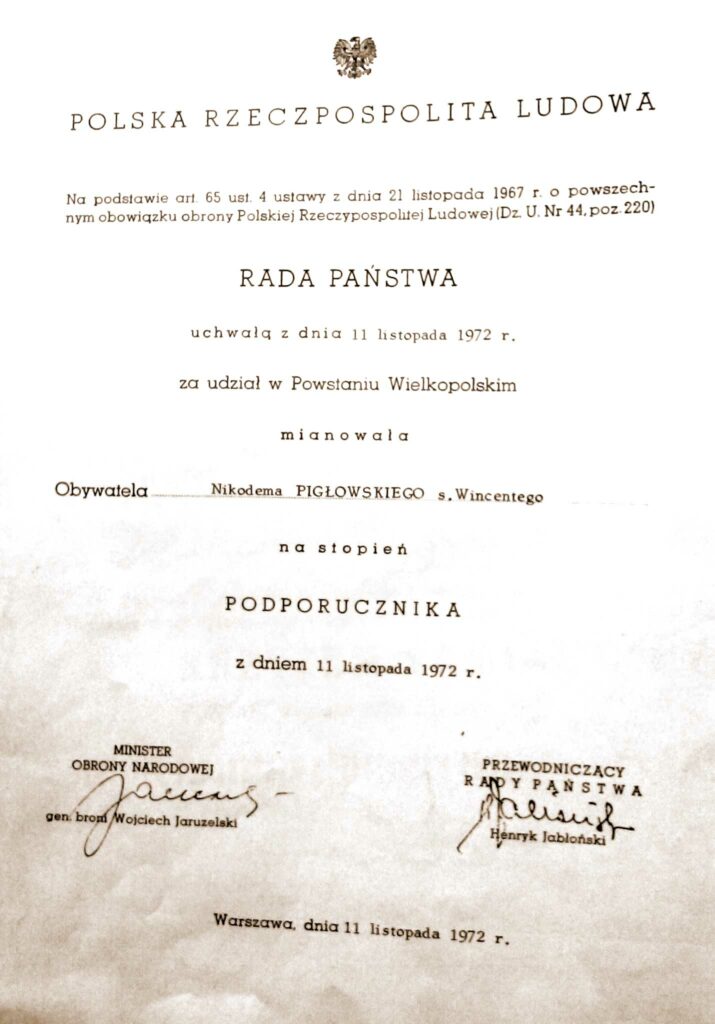 Nikodem Pigłowski (dokument udostępniła Dorota Janiak)