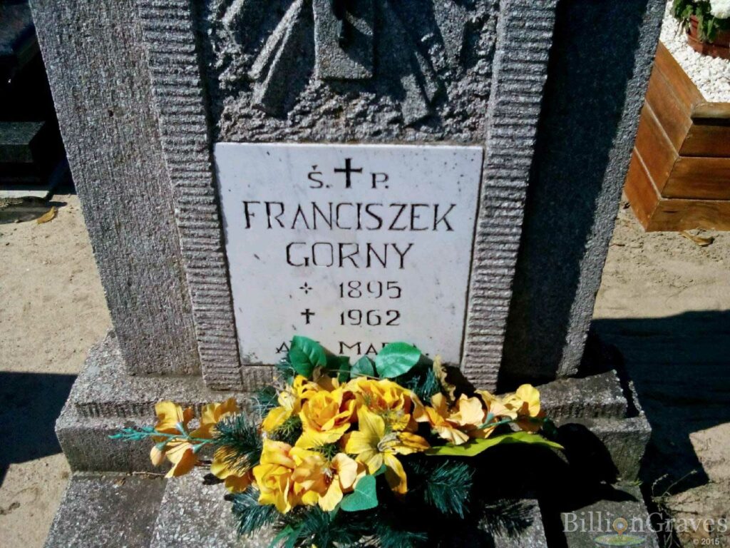 Franciszek Górny - cmentarz na Krzesinach w Poznaniu (źródło: billiongraves.com)
