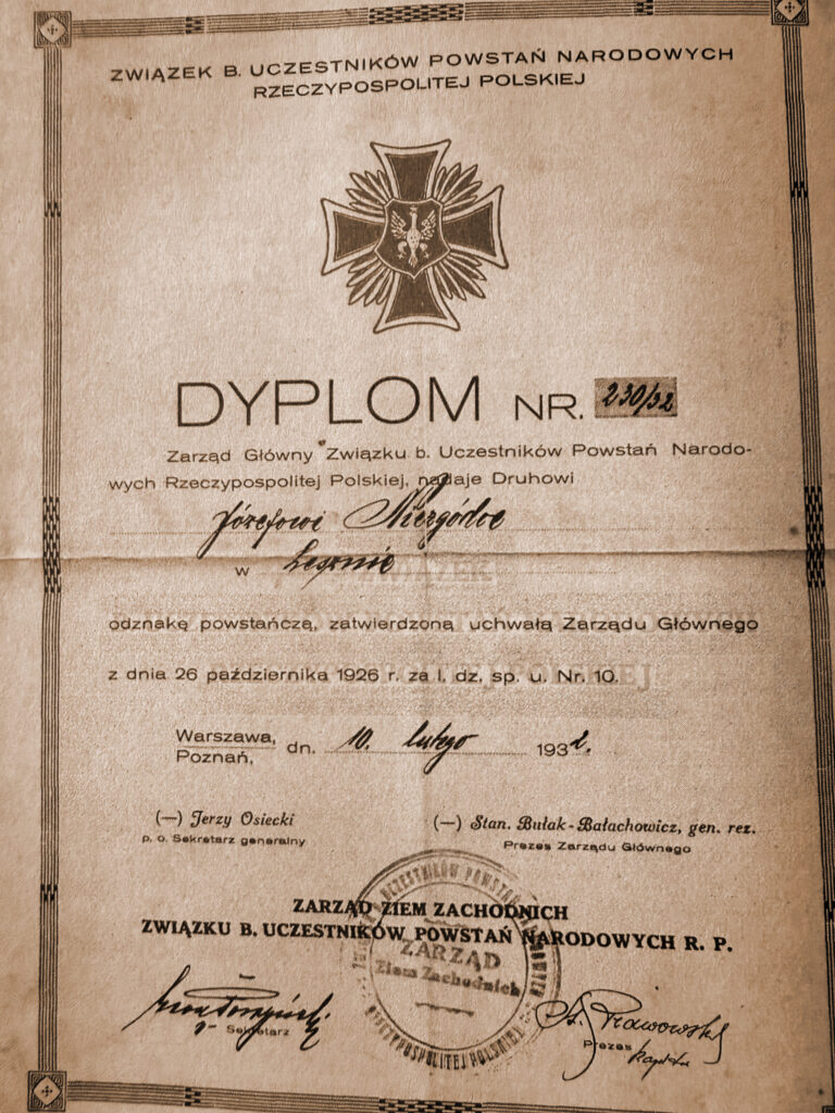 Józef Niezgódka (dokument udostępniła prawnuczka Dominika Felenberg-Kowalska)