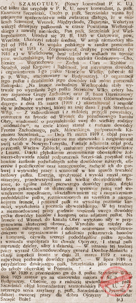 Kazimierz Szcześniak - Gazeta Szamotulska  1930.05.13 R.9 Nr 54