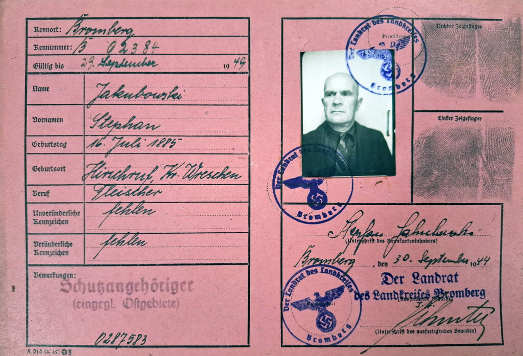 Stefan Jakubowski (źródło: Archiwum Państwowe w Poznaniu Oddział w Gnieźnie, Karty ewidencyjne mieszkańców powiatu wrzesińskiego z okresu II wojny światowej, sygn. 522, dokument udostępnił Jarosław Dominik Górski)