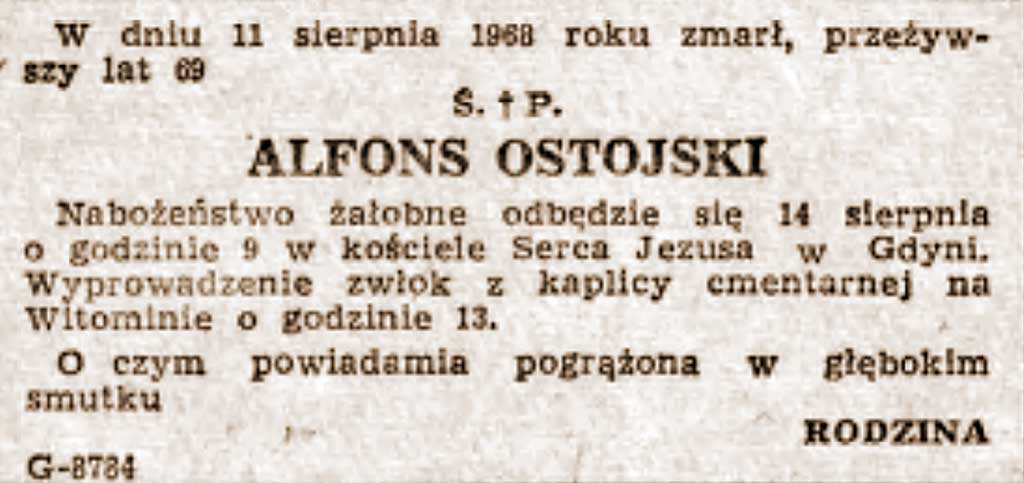 Alfons Ostojski - Dziennik Bałycki nr 192 z 1968 r.