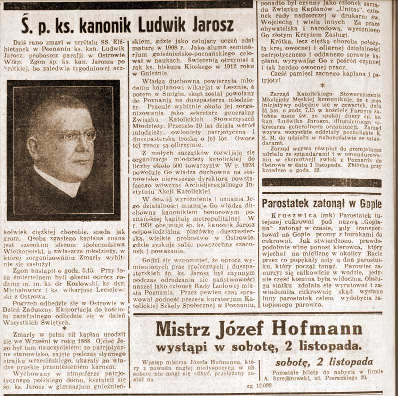 Ludwik Jarosz - Kurier Poznański nr 499 z 30.10.1935 r.