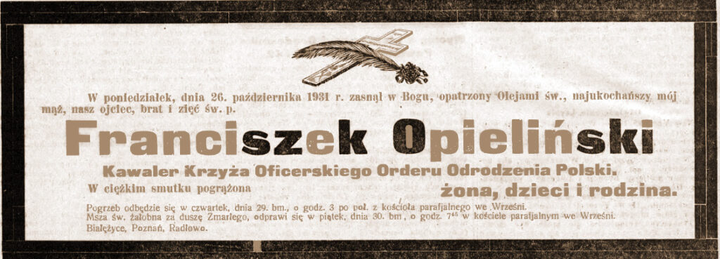 Franciszek Opieliński - Oredownik Wrzesiński nr 126 z 29.10.1931 r.