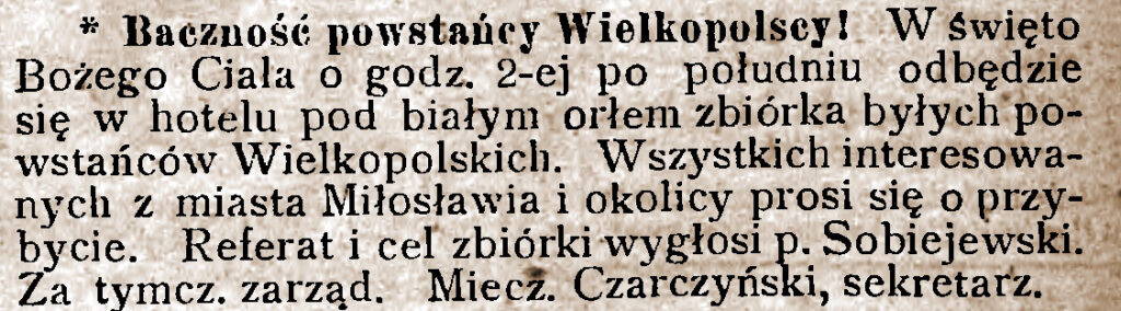 Roman Sobiejewski - Orędownik Wrzesiński  nr 68 z 13.06.1922 r.