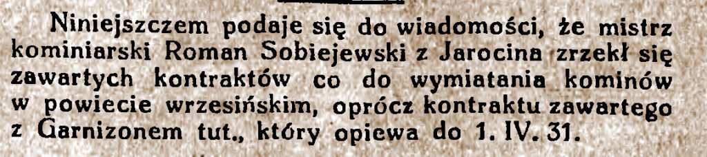 Roman Sobiejewski - Orędownik Wrzesiński  nr 132 z 15.11.1930 r.